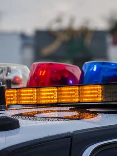 Lights on a police cruiser