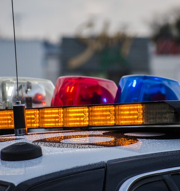 Lights on a police cruiser