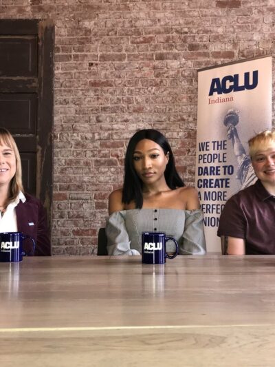 Kit Malone with transgender advocates Michelle Young and Lo Ray