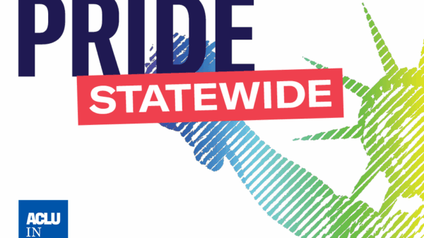 Pride Statewide: Statue of Liberty in rainbow colors