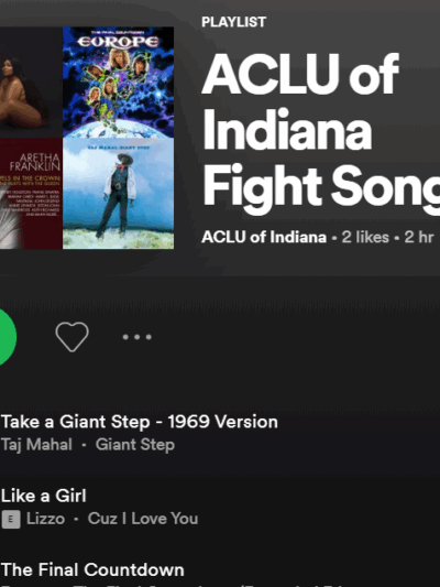 ACLU OF INDIANA FIGHT SONGS SPOTIFY LIST