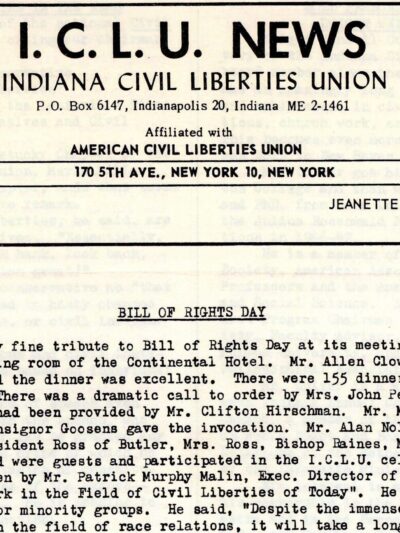 1956 newsletter from the ICLU