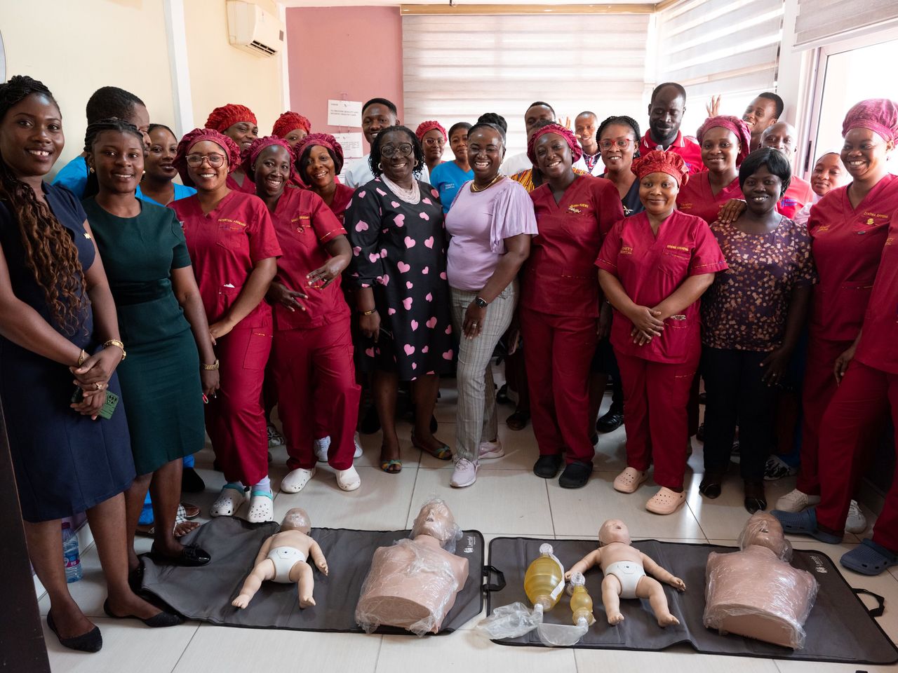 Gifty with the nurses after conducting CPR training in Ghana.