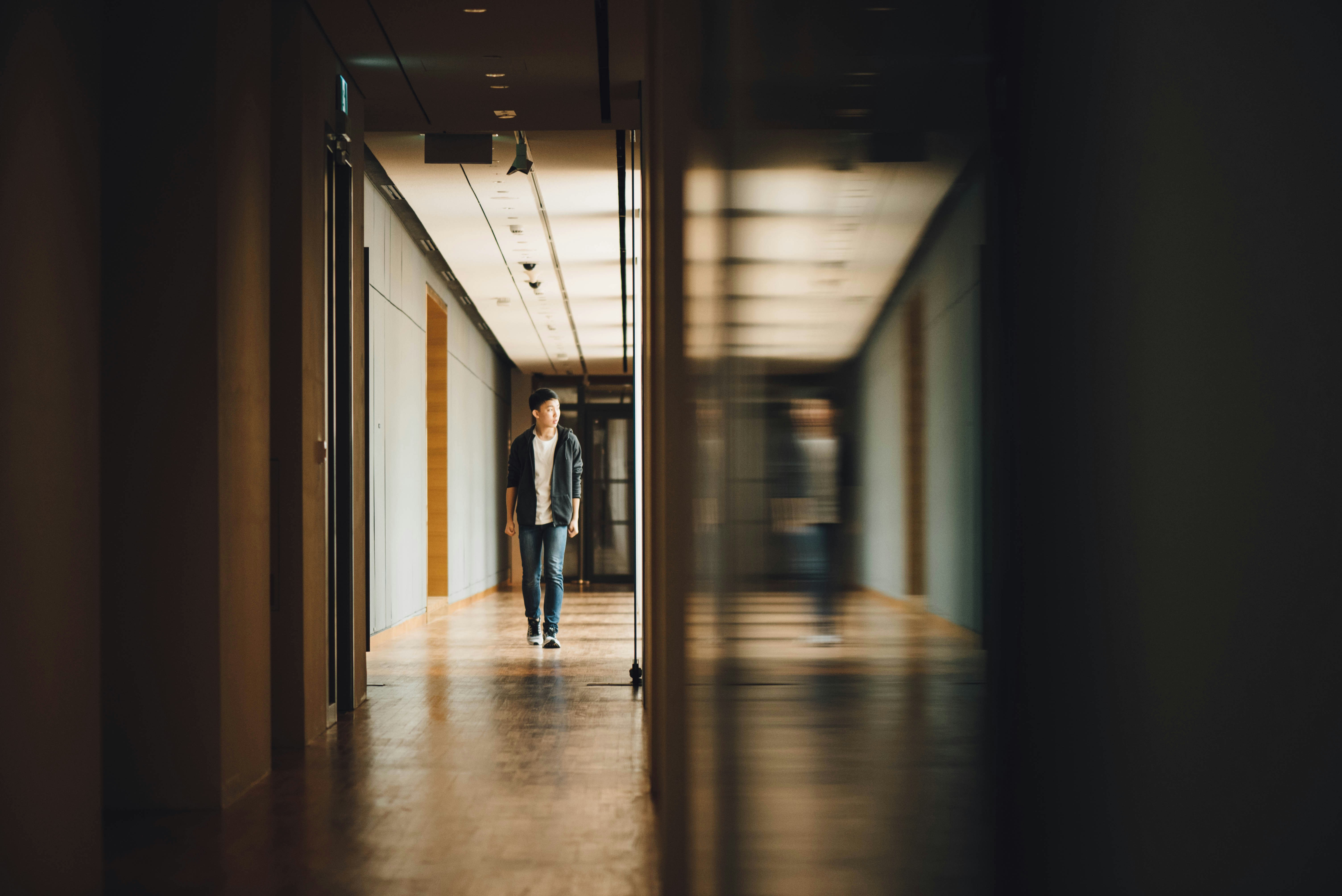 Student Walking in School