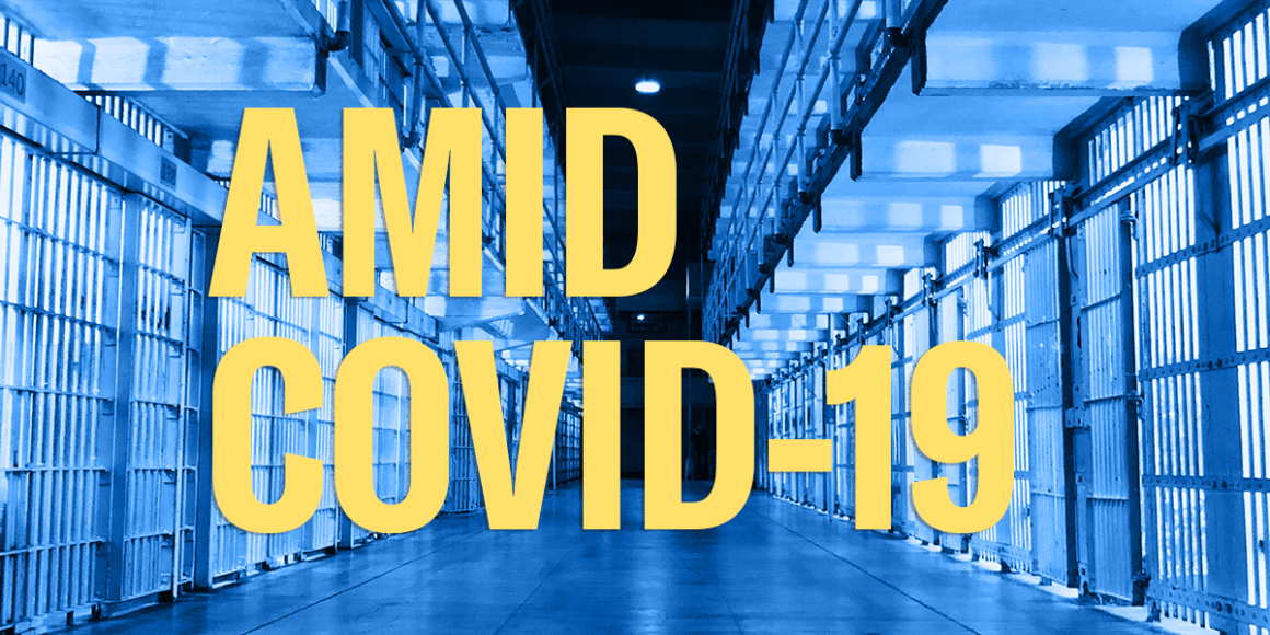 jail cells and header text "amid covid-19"