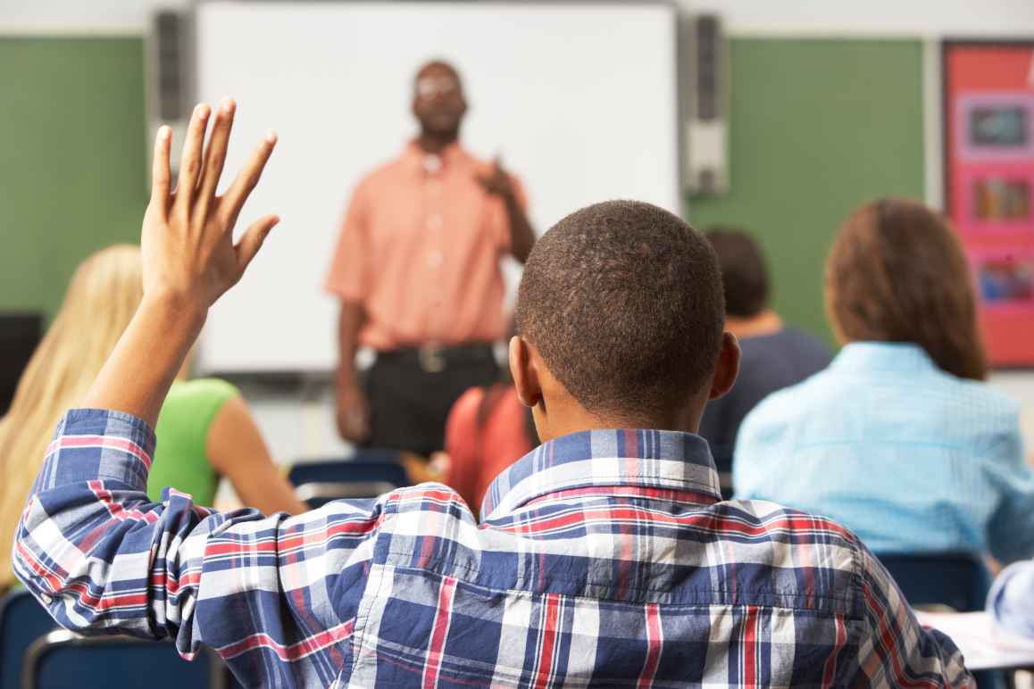 Student raising hand