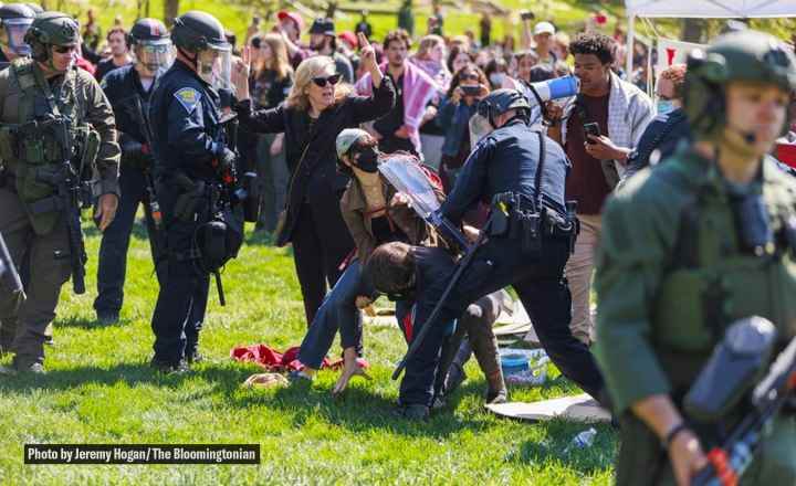 Police arrest protesters at IU Bloomington