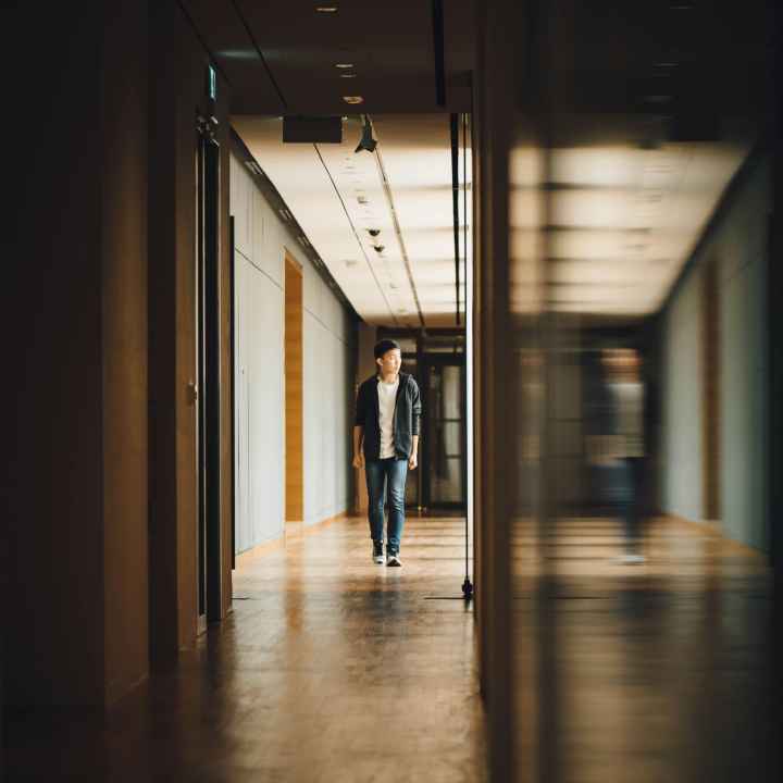 Student Walking in School