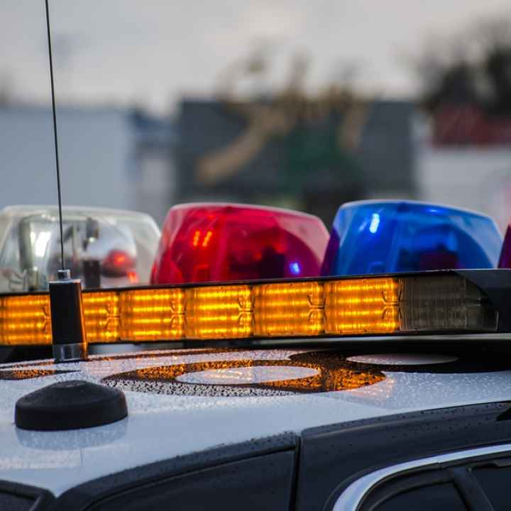 Lights on a police cruiser